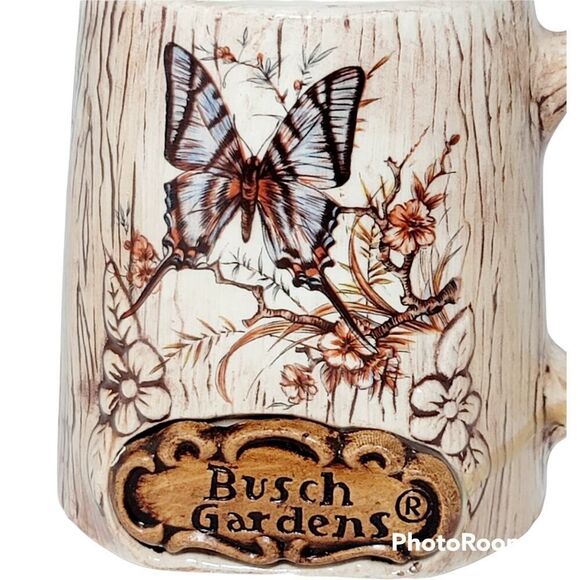 Vtg Treasure Craft Bush Gardens Coffee Tea Cup Mug Butterfly Made in USA Ceramic - Picture 5 of 7